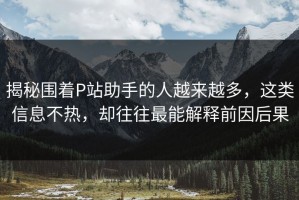 揭秘围着P站助手的人越来越多，这类信息不热，却往往最能解释前因后果
