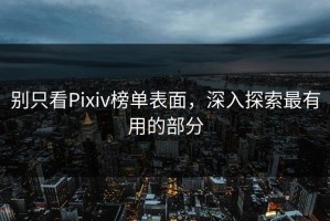 别只看Pixiv榜单表面，深入探索最有用的部分