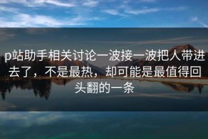 p站助手相关讨论一波接一波把人带进去了，不是最热，却可能是最值得回头翻的一条
