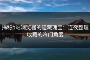揭秘p站浏览器的隐藏瑰宝：连夜整理收藏的冷门角度