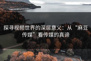 探寻视频世界的深层意义：从“麻豆传媒”看传媒的真谛