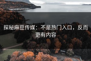 探秘麻豆传媒：不是热门入口，反而更有内容